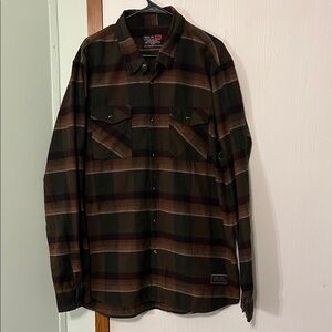 Troll Co Brown Plaid Pearl Snap Flannel Shirt 3XL